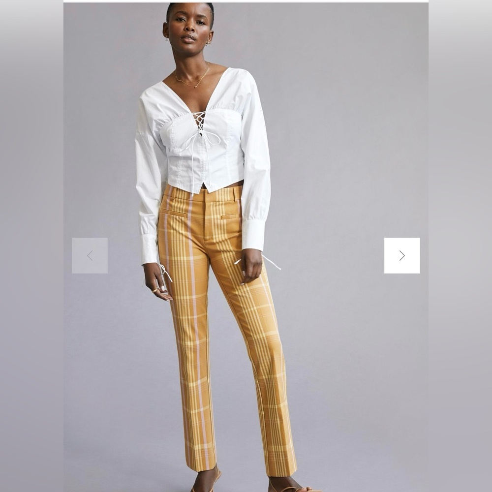 Anthropologie Maeve the essensial COLLECTION Kick Flare Plaid Mustard Pants